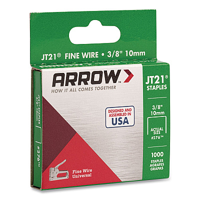 JT21 Standard Staples, 0.38" Leg, 0.44" Crown, Silver, 1,000/Box (27624AM)