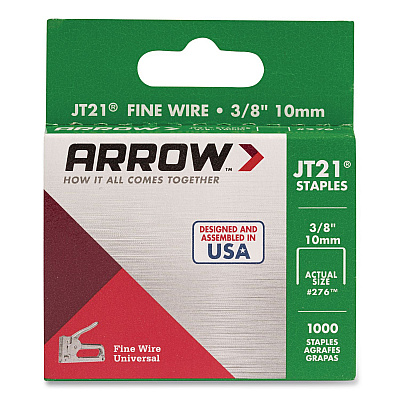 JT21 Standard Staples, 0.38" Leg, 0.44" Crown, Silver, 1,000/Box (27624AM)