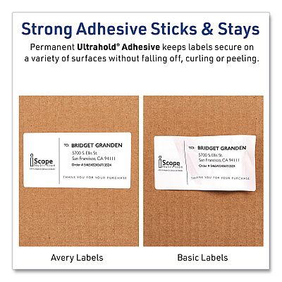 Avery Waterproof Film Address Labels with Sure Feed Technology, Laser Printers, 5.5 x 8.5, White, 2 Labels/Sheet, 10 Sheets/Pack (15516EA)