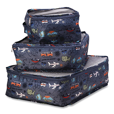 Six-Piece Packing Cube Set, 3 Cubes and 3 Pouches, Assorted Sizes, Multicolor (LNPC0001)