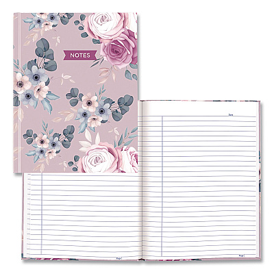 Blueline Fashion Hard Cover Notebook, 1-Subject, Medium/College Rule, Lavender Floral Cover, (96) 9.25 x 7.25 Sheets (A902)