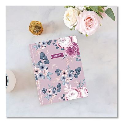 Blueline Fashion Hard Cover Notebook, 1-Subject, Medium/College Rule, Lavender Floral Cover, (96) 9.25 x 7.25 Sheets (A902)