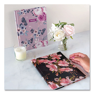 Blueline Fashion Hard Cover Notebook, 1-Subject, Medium/College Rule, Lavender Floral Cover, (96) 9.25 x 7.25 Sheets (A902)