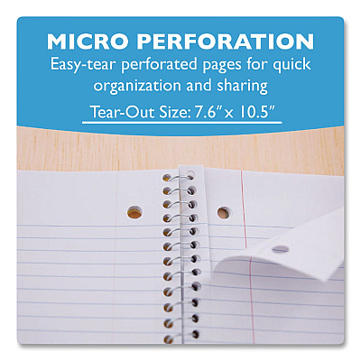BAZIC Spiral Notebooks, 1-Subject, Wide Rule, Assorted Color Covers, (70) 10.5 x 8 Sheets,  24/Carton (559)