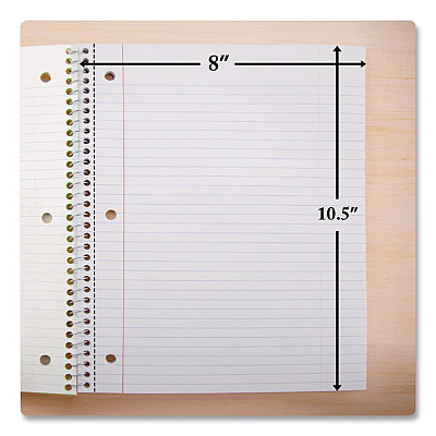BAZIC Spiral Notebooks, 1-Subject, Wide Rule, Assorted Color Covers, (70) 10.5 x 8 Sheets,  24/Carton (559)