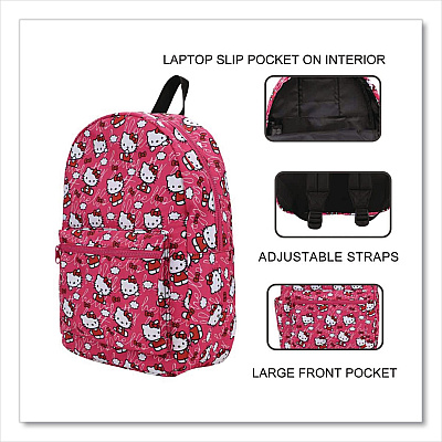 Bioworld Hello Kitty Travel Backpack, Fits Devices Up to 15", 12 x 7 x 16.5, Multicolor (BPY68G5HKCPP)