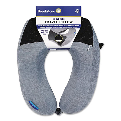 Brookstone Flex Curve Neck Pillow, One Size Fits Most, Black/Gray (BCPP0002094)