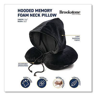 Brookstone Hooded Memory Foam Pillow, One Size Fits Most, Black (BNPM0006)
