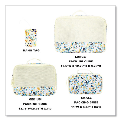 Bioworld Floral Print Four-Piece Packing Cube Set, Assorted Sizes (PAA8443PLBPP)