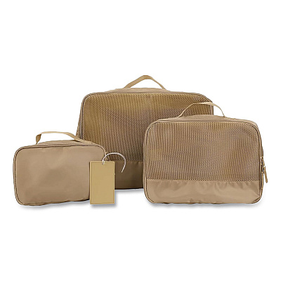 Bioworld Four-Piece Packing Cube Set, Assorted Sizes, Light Brown (PAA8446PLBPP)