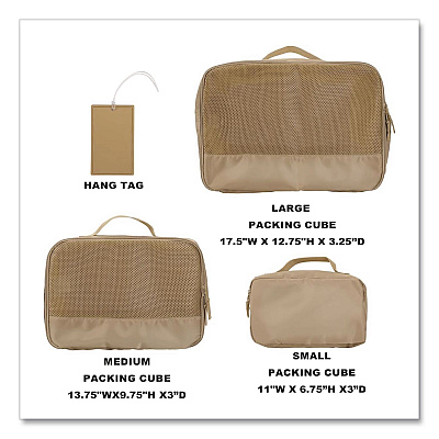 Bioworld Four-Piece Packing Cube Set, Assorted Sizes, Light Brown (PAA8446PLBPP)