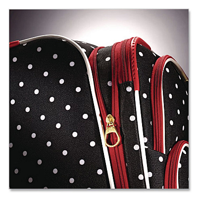 AMERICAN TOURISTER Disney Minnie Mouse Red Bow Softside Spinner Suitcase, 11 x 19 x 31, Black/Red/White (676154754)