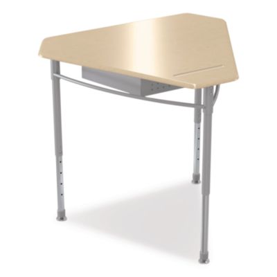 MooreCo Astute Hard Plastic Desk, 33.8" x 29.8" x 23.1" to 33.1", Fusion Maple, 2/Carton (59086)