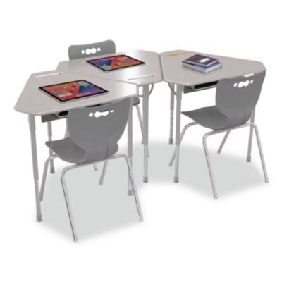 MooreCo Astute Hard Plastic Desk, 33.8" x 29.8" x 23.1" to 33.1", Gray Nebula, 2/Carton (59087)