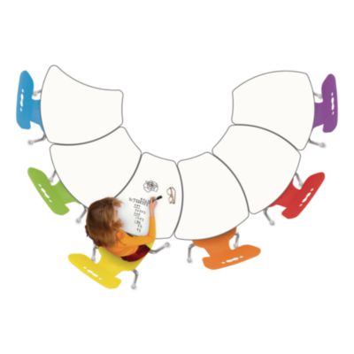 MooreCo Hierarchy Shapes Desk, 30" x 25.8" x 18" to 29", White Dry Erase/Platinum Legs, Ships in Two Boxes (Worksurface and Legs) (70523)