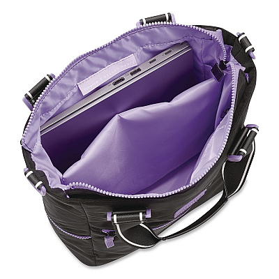 Florence by Mills Your Story Tote Bag, 15.6" Laptop Compartment, 12.5" x 4.75" x 14.25", Black/Purple (F4398034000)