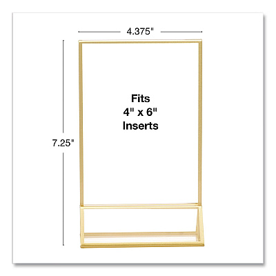 General Printing & Design Acrylic Sign Holder with Gold Trim, 4 x 6 Insert (SGNHGT4X6)