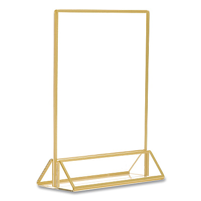 General Printing & Design Acrylic Sign Holder with Gold Trim, 5 x 7 Insert (SGNHGT5X7)