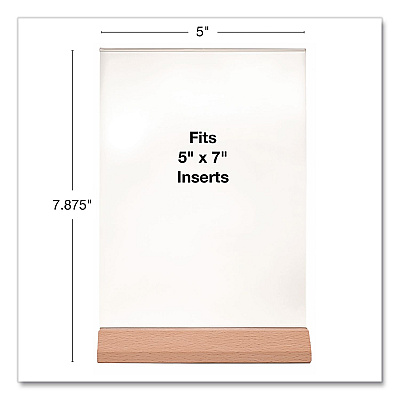 General Printing & Design Acrylic Sign Holder with Wood Base, 5 x 7 Insert (SGNHWB5X7)