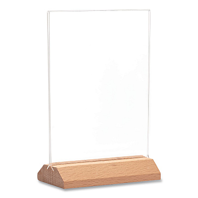 General Printing & Design Acrylic Sign Holder with Wood Base, 5 x 7 Insert (SGNHWB5X7)