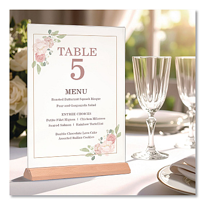 General Printing & Design Acrylic Sign Holder with Wood Base, 8.5 x 11 Insert (SGNHWB8511)
