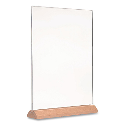 General Printing & Design Acrylic Sign Holder with Wood Base, 8.5 x 11 Insert (SGNHWB8511)