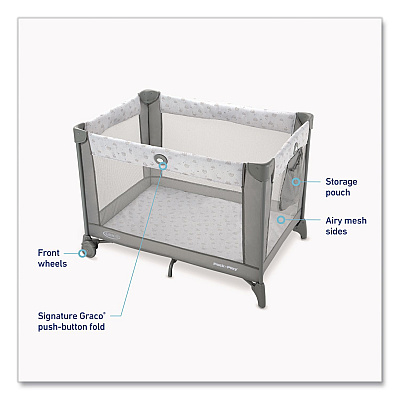 Graco Pack 'n Play Portable Playard, Supports Up to 30 lb, 18.25 x 39.5 x 29, Reign (2156183)