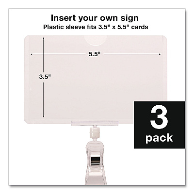 Global Printed Products Swivel Clip Signs, Clear, 3/Pack (CLIP35X55)