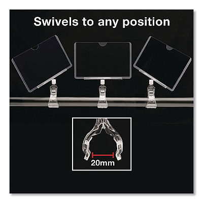 Global Printed Products Swivel Clip Signs, Clear, 3/Pack (CLIP35X55)