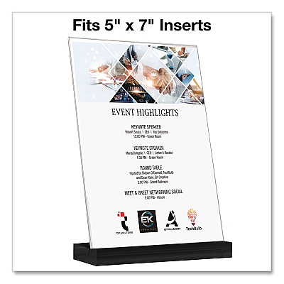 Global Printed Products Acrylic Sign Holder with Black Angled Base, 5 x 7 Insert (SGNHAB5X7BK)