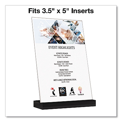 Global Printed Products Acrylic Sign Holder with Black Angled Base, 3.5 x 5 Insert (SGNHAB35X5BK)