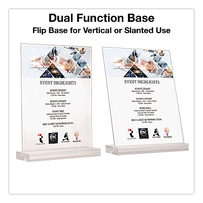 Global Printed Products Acrylic Sign Holder with Dual Function Base, 8.5 x 11 Insert (SGNHAB8511)