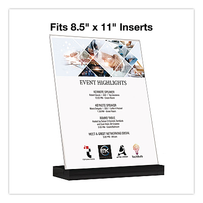 Global Printed Products Acrylic Sign Holder with Black Angled Base, 8.5 x 11 Insert (SGNHAB8511BK)