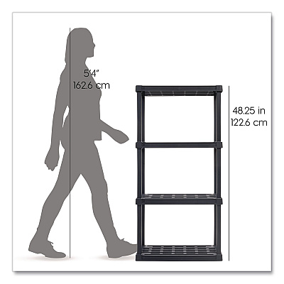 IRIS Plastic Shelving Unit, 4 Shelves, 23.9 x 11.8 x 48.3, Black (140038)