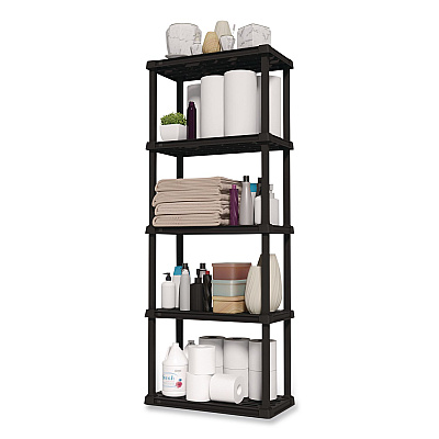 IRIS Plastic Shelving Unit, 5 Shelves, 63.9 x 11.8 x 23.9, Black (140039)