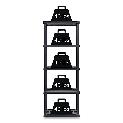 IRIS Plastic Shelving Unit, 5 Shelves, 63.9 x 11.8 x 23.9, Black (140039)