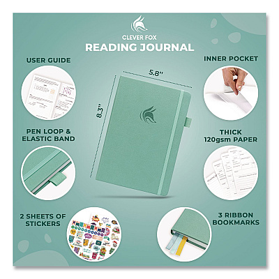 Reading Journal, Room for 55 Book Reviews (Two Pages per Review), Mint Cream Cover, 8.3 x 5.8 Sheets (8N1U0MT26S)