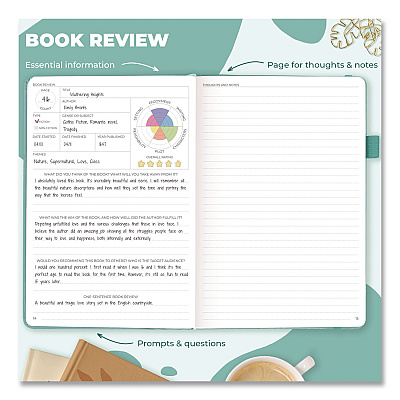 Reading Journal, Room for 55 Book Reviews (Two Pages per Review), Mint Cream Cover, 8.3 x 5.8 Sheets (8N1U0MT26S)