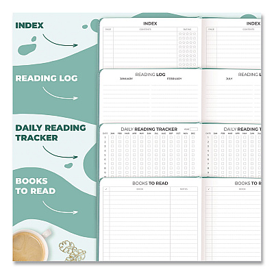 Reading Journal, Room for 55 Book Reviews (Two Pages per Review), Mint Cream Cover, 8.3 x 5.8 Sheets (8N1U0MT26S)
