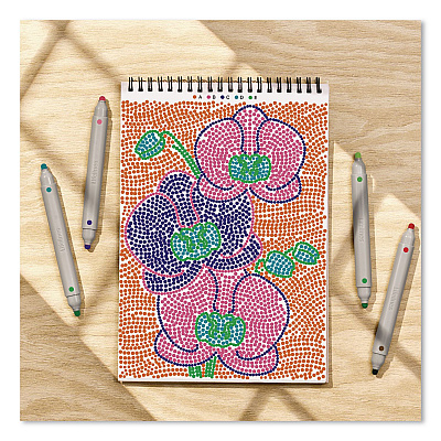 Lifelines FlowArt Dot-By-Letter Coloring Book, Botanic, with 4 Double-Sided Markers, All Ages, 20 Sheets (165005)
