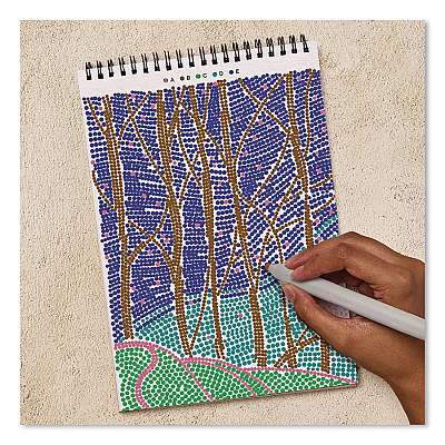 Lifelines FlowArt Dot-By-Letter Coloring Book, Landscapes, with 4 Double-Sided Markers, All Ages, 20 Pages (165008)