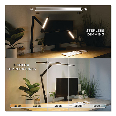MOUNT-IT! LED Desk Lamp, Articulating Neck, 20.2" High, Matte Black (TS7011)