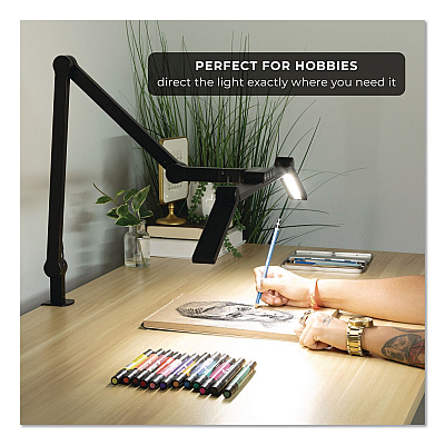 MOUNT-IT! LED Desk Lamp, Articulating Neck, 20.2" High, Matte Black (TS7011)