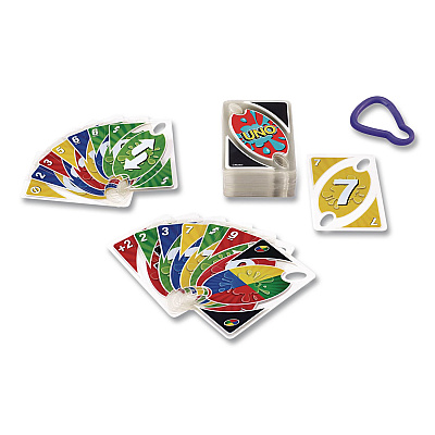 Mattel UNO Splash Card Game, 108 Waterproof Cards with Take-Along Clip, Ages 7 and Up (DHW42)