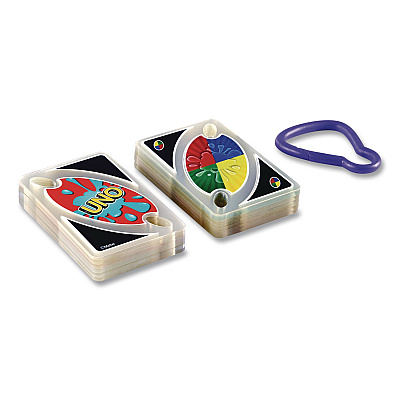 Mattel UNO Splash Card Game, 108 Waterproof Cards with Take-Along Clip, Ages 7 and Up (DHW42)