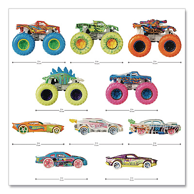 Mattel Hot Wheels Monster Trucks Glow-in-the-Dark Collection, Ages 4 to 8, 10 Pieces (HCB57)