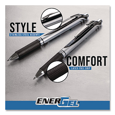 Pentel EnerGel RTX Gel Pen, Retractable, Medium 0.7 mm, Assorted Ink, Assorted Barrel Colors, 12/Pack (BL77BP12M3)