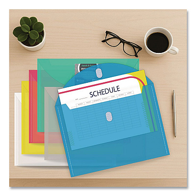 C-Line Reusable Poly Envelope, Hook/Loop Closure, 9.37 x 13, Randomly Assorted Colors (58000)