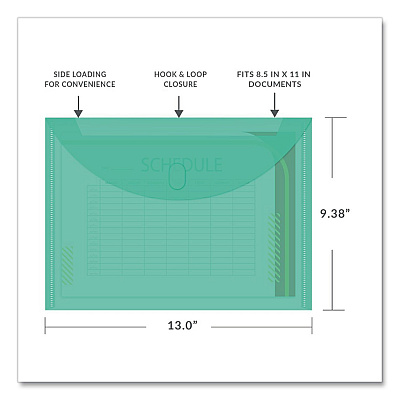 C-Line Reusable Poly Envelope, Hook/Loop Closure, 9.37 x 13, Randomly Assorted Colors (58000)