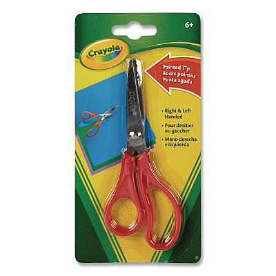 Crayola Kid's Scissors, Pointed Tip, 8" Long, Straight Red Handle (693010)